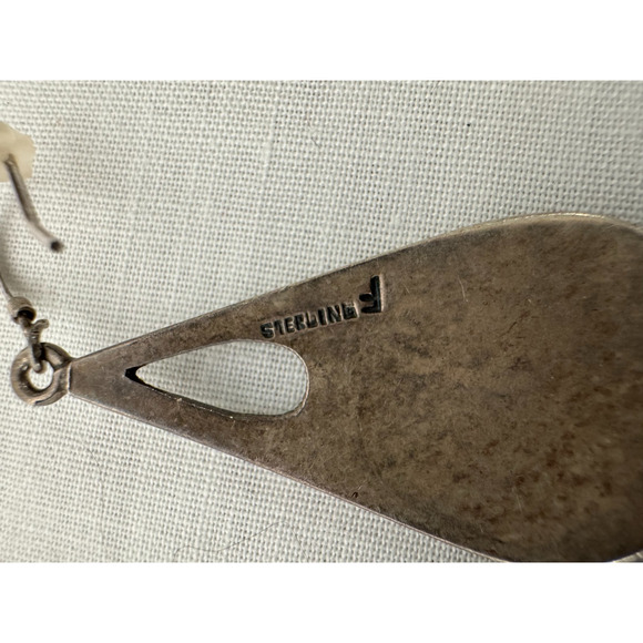 Native American Hopi Kokopelli Dancer Earrings Dangle Signed F Sterling Silver - Picture 3 of 6